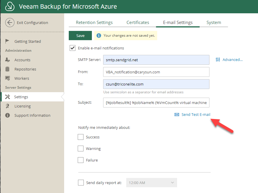 102220 2256 Howtoconfig12 - How to configure notification for #Veeam Backup for Microsoft #Azure with free #SendGrid account