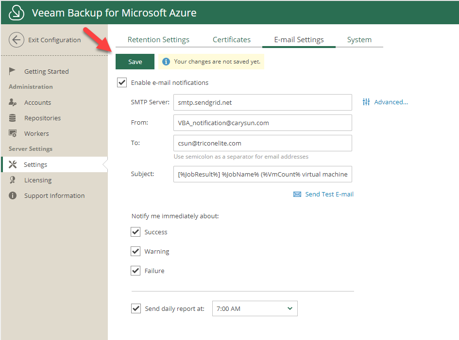102220 2256 Howtoconfig15 - How to configure notification for #Veeam Backup for Microsoft #Azure with free #SendGrid account