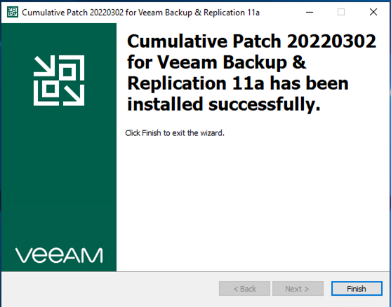 031422 1949 Howtoinstal7 - How to install cumulative patches 11.0.1.1261 P20220302 for Veeam Backup & Replication 11a