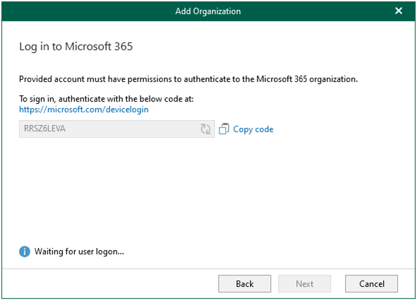 042522 1826 Howtoaddorg11 - How to add organization with modern app-only authentication and use an existing Azure AD application at Veeam Backup for Microsoft 365