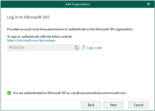 042522 1826 Howtoaddorg17 - How to add organization with modern app-only authentication and use an existing Azure AD application at Veeam Backup for Microsoft 365