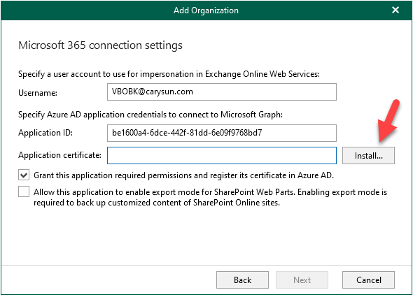042522 1826 Howtoaddorg7 - How to add organization with modern app-only authentication and use an existing Azure AD application at Veeam Backup for Microsoft 365