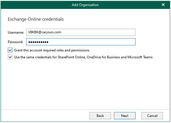 042922 1547 Howtoaddorg49 - How to add organization with Basic Authentication at Veeam Backup for Microsoft 365