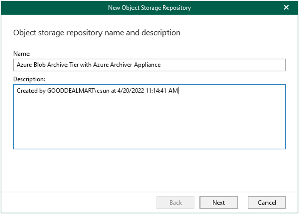 060122 1633 HowtoMicros27 - How to add Microsoft Azure Archive Storage Repository with Azure archiver appliance at Veeam Backup for Microsoft 365