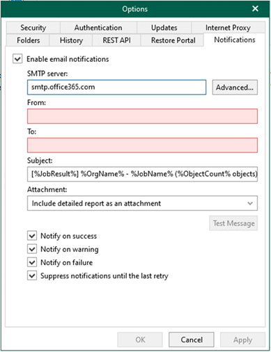 012823 1955 Howtoconfig13 - How to configure notification settings with a Microsoft 365 non-MFA account in Veeam Backup for Microsoft 365 v6