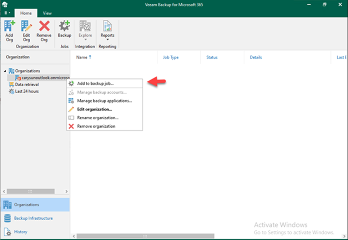 012823 2151 Howtocreate1 - How to create a backup job with local repositories to backup the entire organization in Veeam Backup for Microsoft 365 v6