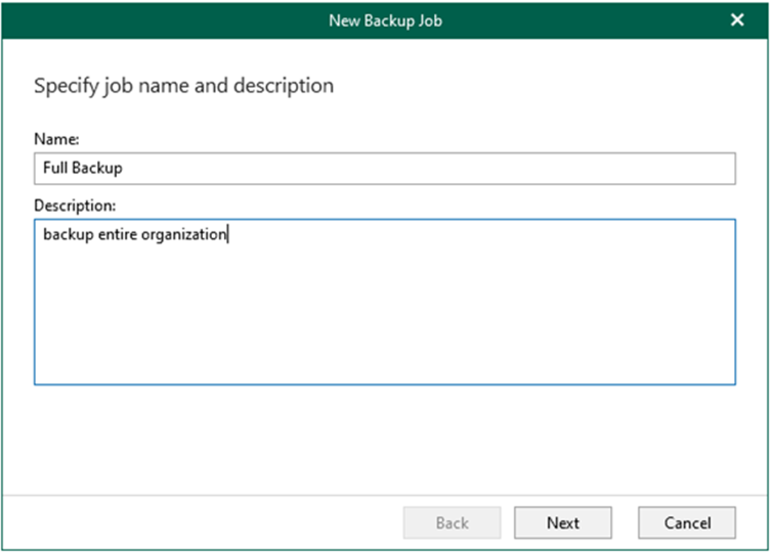 012823 2151 Howtocreate2 - How to create a backup job with local repositories to backup the entire organization in Veeam Backup for Microsoft 365 v6