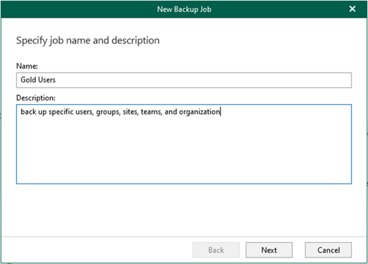 012823 2225 Howtocreate2 - How to create a backup job to backup the specific users, groups, sites, teams, and organizations in Veeam Backup for Microsoft 365 v6