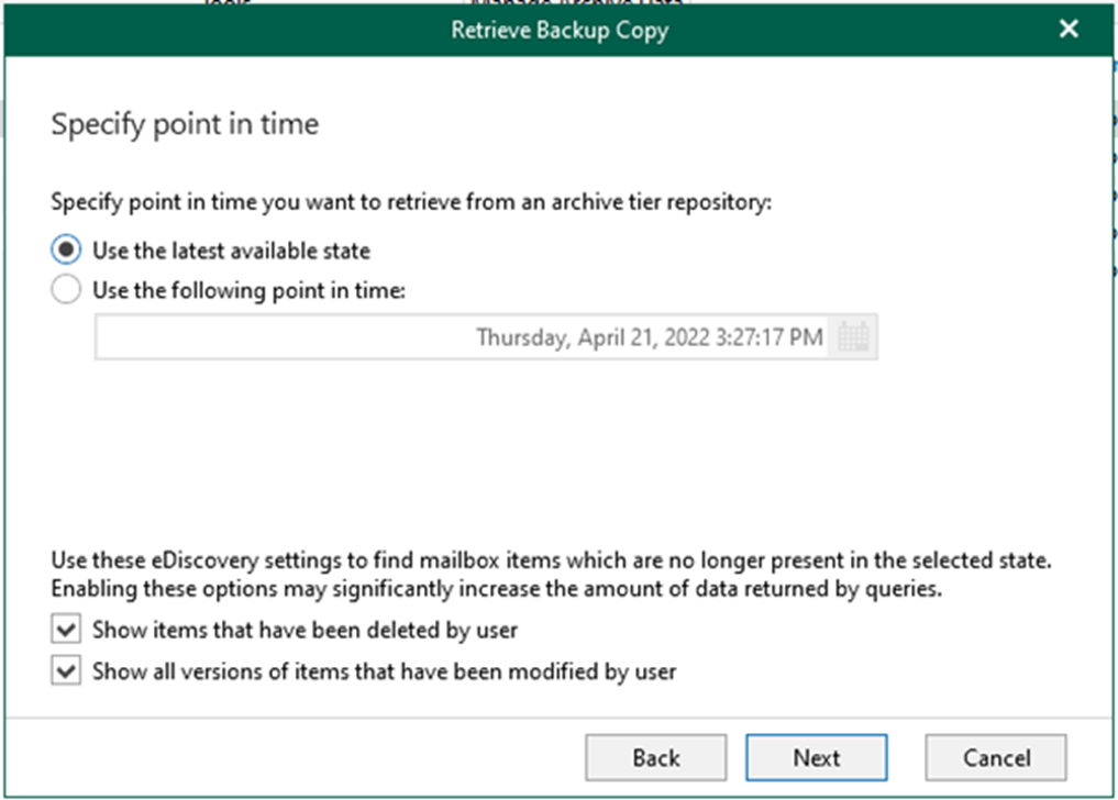 012923 2003 Howtocreate5 - How to create an Exchange data retrieval job in Veeam Backup for Microsoft 365 v6