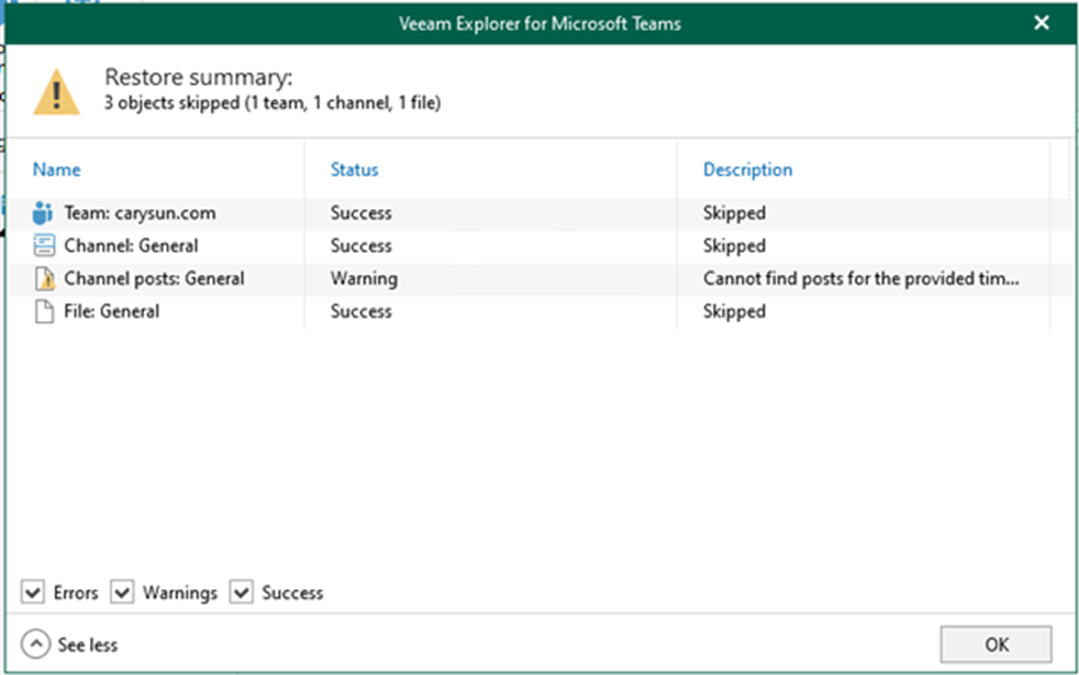 013023 0224 Howtorestor17 - How to restore Microsoft Teams data from Veeam Explorer for Microsoft Teams in Veeam Backup for Microsoft 365 v6