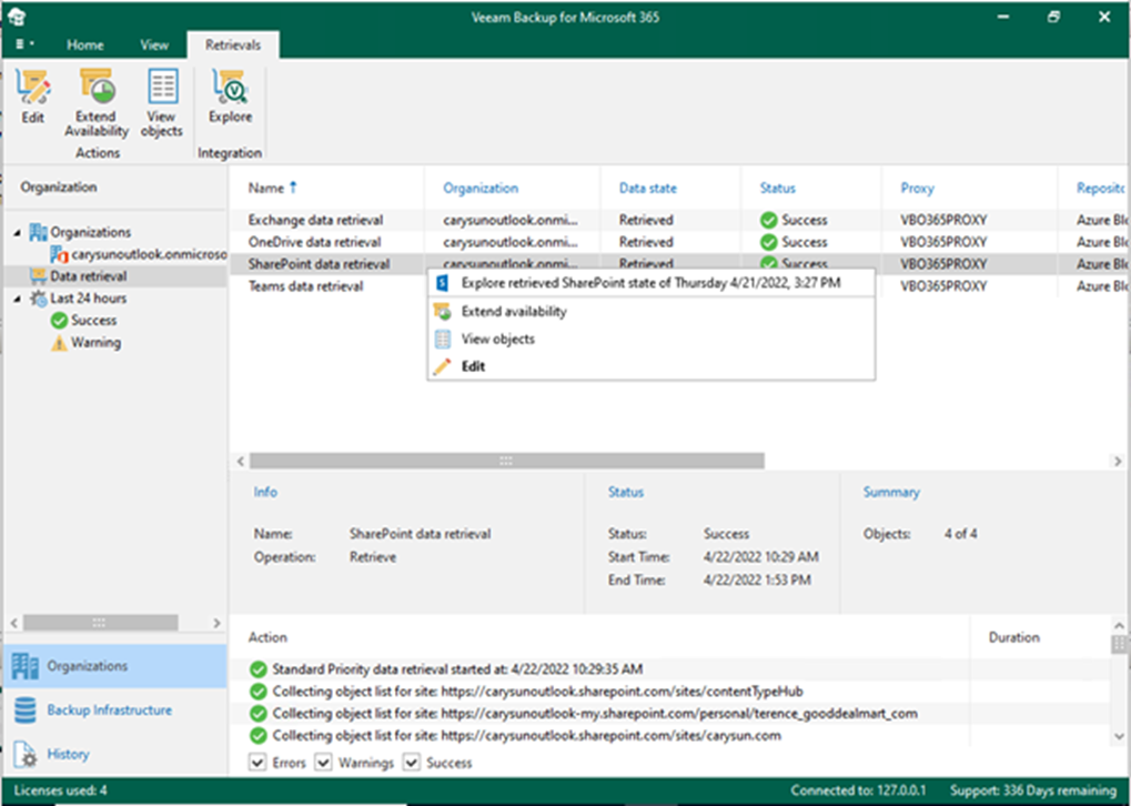 020423 1922 Howtorestor1 - How to restore SharePoint Data from retrieved data in Veeam Backup for Microsoft 365 v6