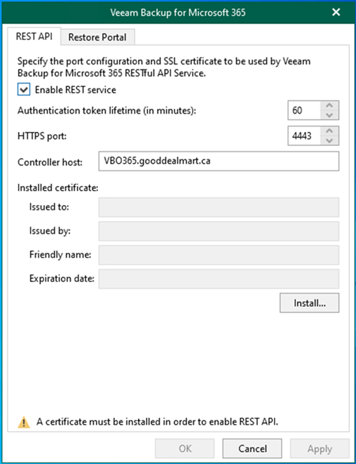 020523 0609 Howtoconfig39 - How to configure the REST API and Restore Portal on a separate server for Veeam Backup for Microsoft 365 v6