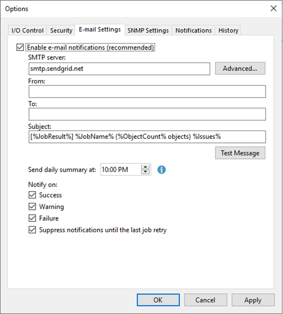082723 1811 Howtoconfig44 - How to configure Notification with Free SendGrid Account of Azure at Veeam Backup and Replication v12